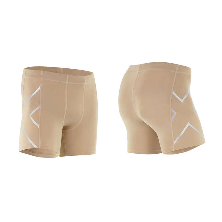 2XU Mens Compression Half Shorts - Beige