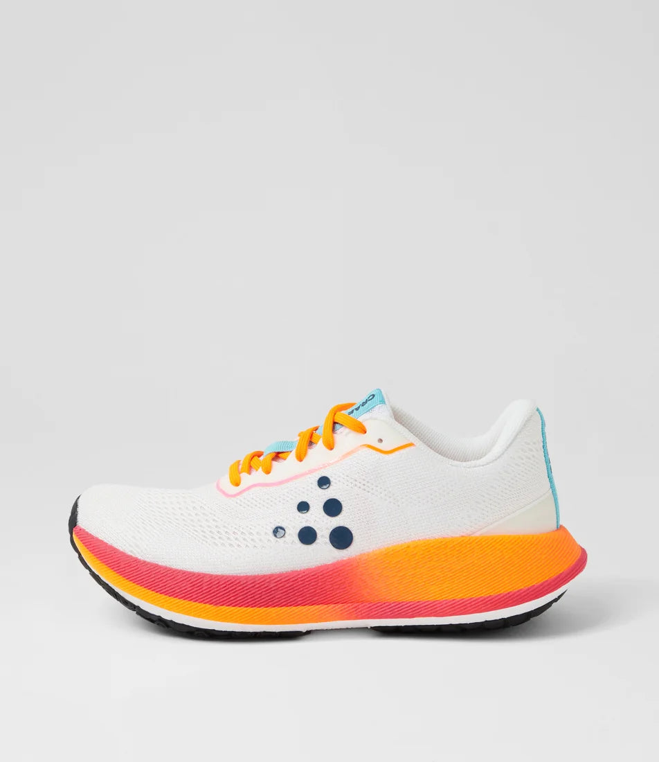 CRAFT Pacer 2 Women's White Fluro Orange Fabric Sneakers