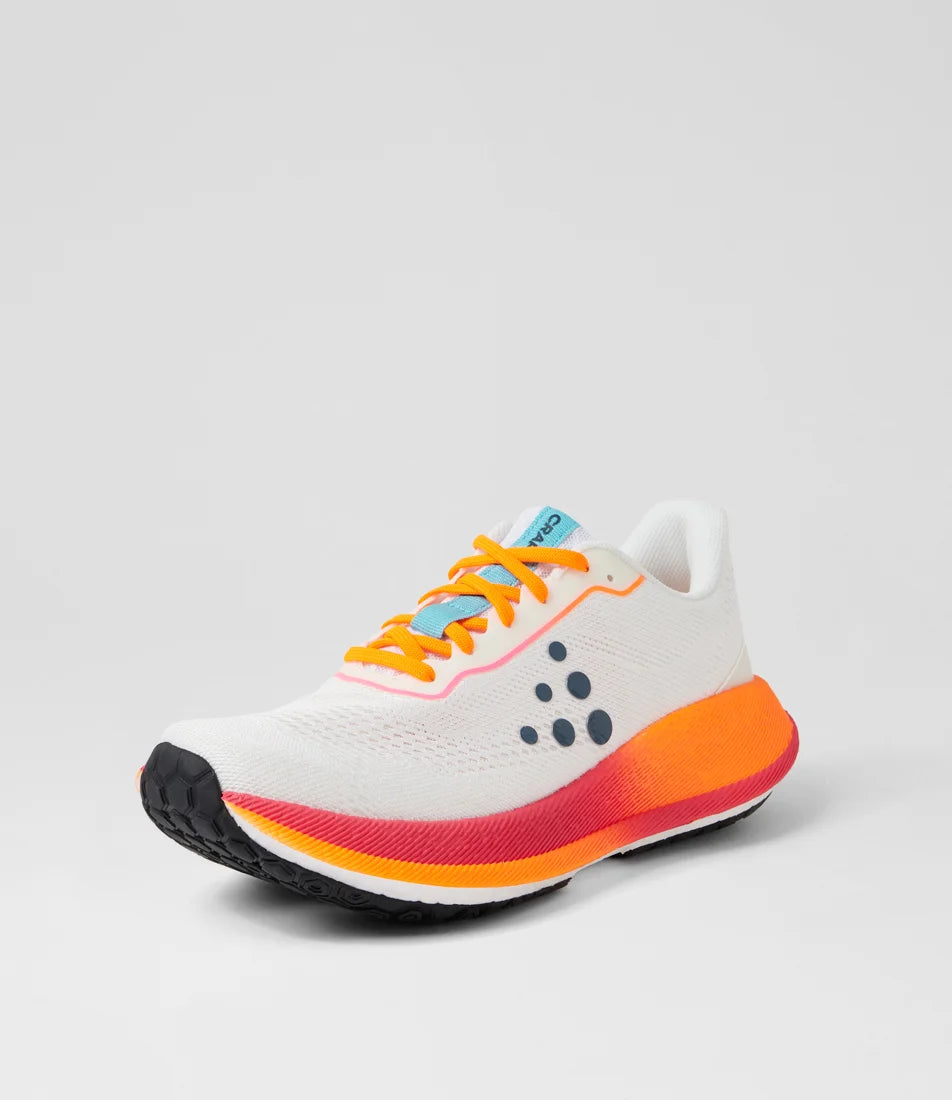 CRAFT Pacer 2 Women's White Fluro Orange Fabric Sneakers